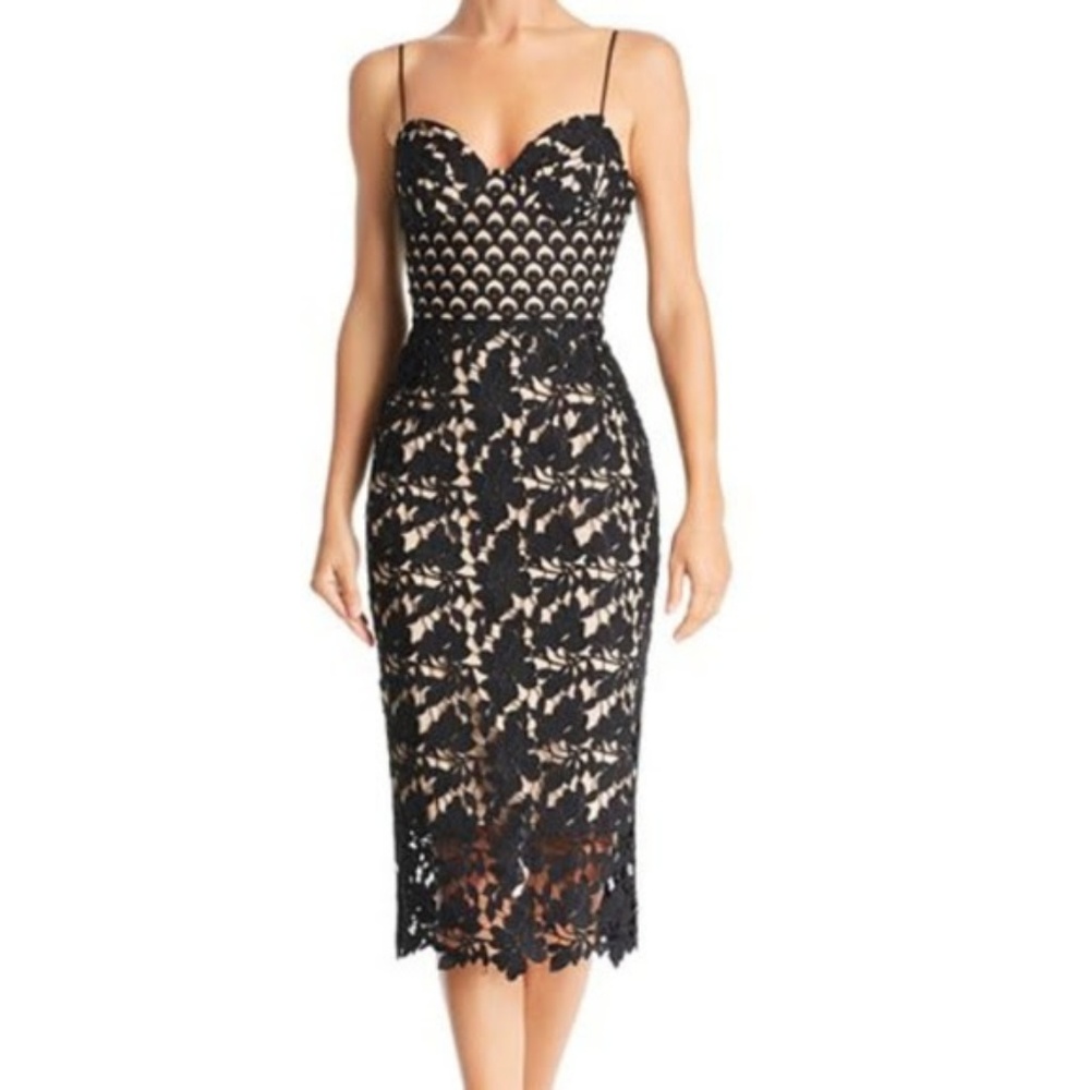 Sau Lee Guinevere Guipure Lace Pencil Dress Size 4